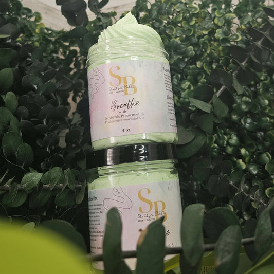 Breathe Whipped Shea and Mango Butter with eucalyptus, peppermint, and Frankincense oils