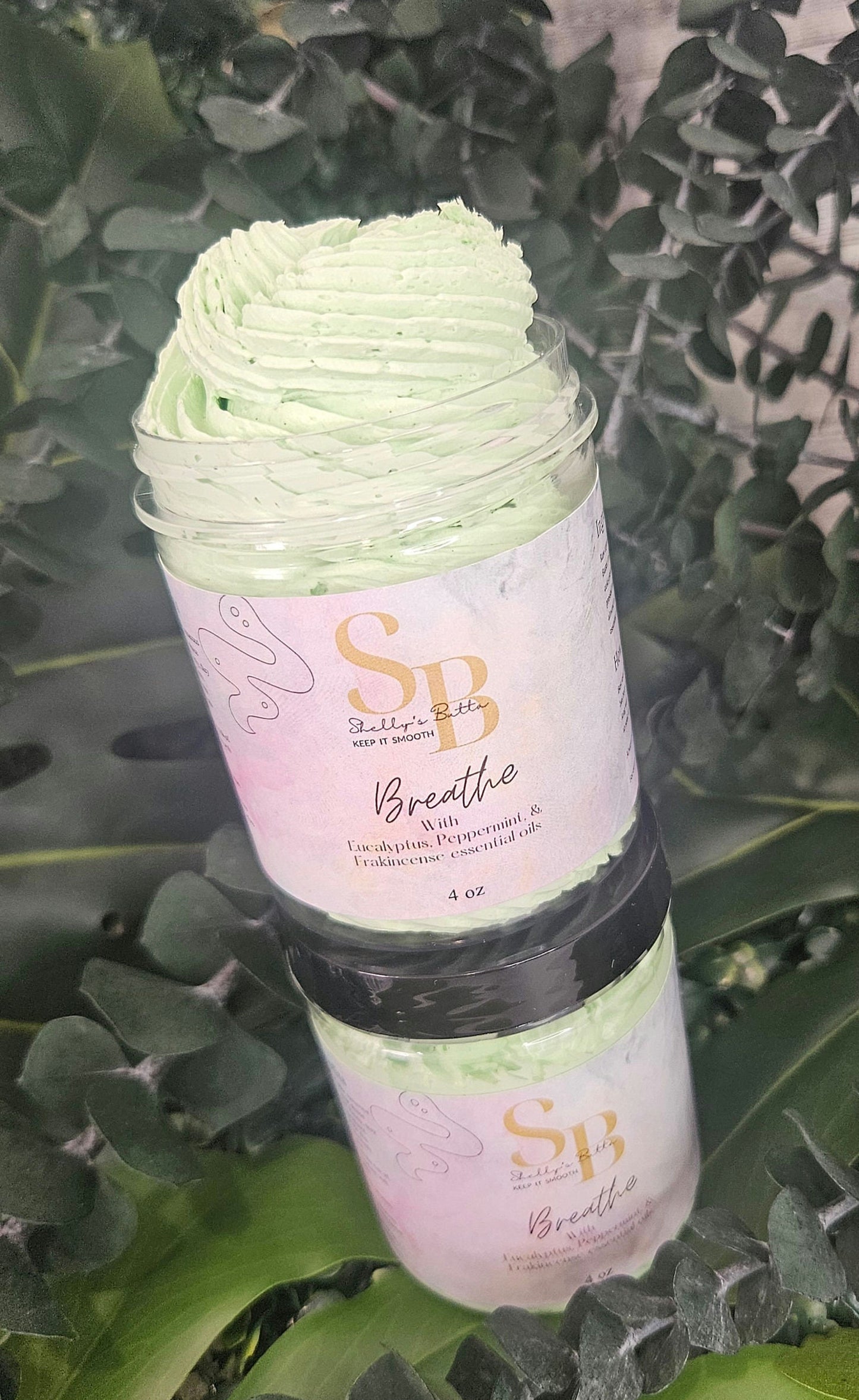 Breathe Whipped Shea and Mango Butter with eucalyptus, peppermint, and Frankincense oils