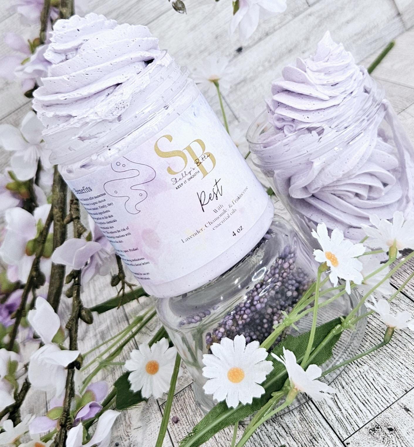 Rest Whipped Shea and Mango Butter with therapeutic grade Lavender, Chamomile, and Clary Sage oils