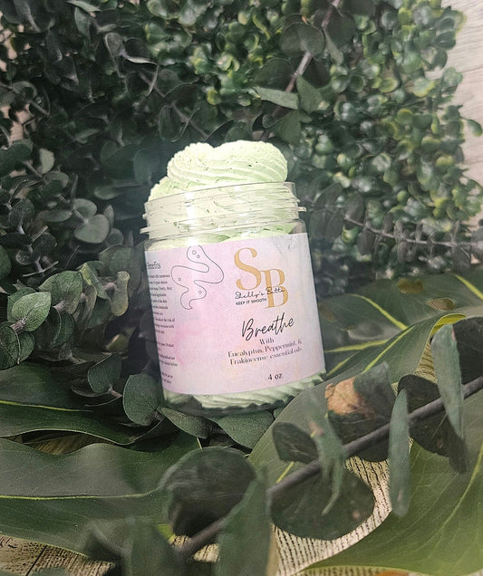 Breathe Whipped Shea and Mango Butter with eucalyptus, peppermint, and Frankincense oils