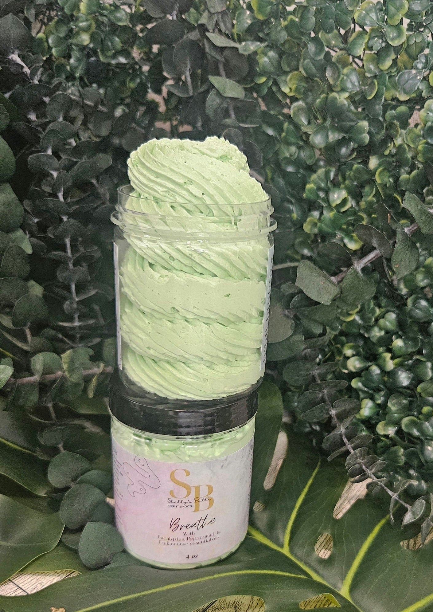 Breathe Whipped Shea and Mango Butter with eucalyptus, peppermint, and Frankincense oils