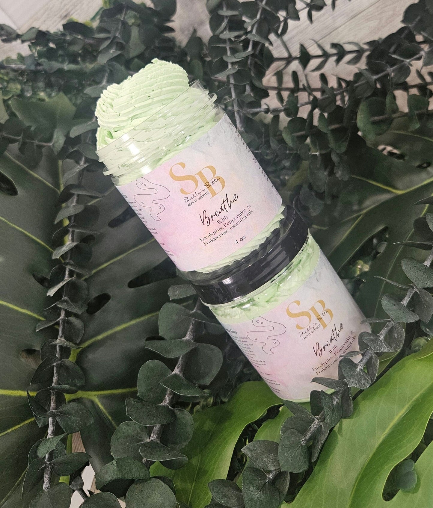 Breathe Whipped Shea and Mango Butter with eucalyptus, peppermint, and Frankincense oils