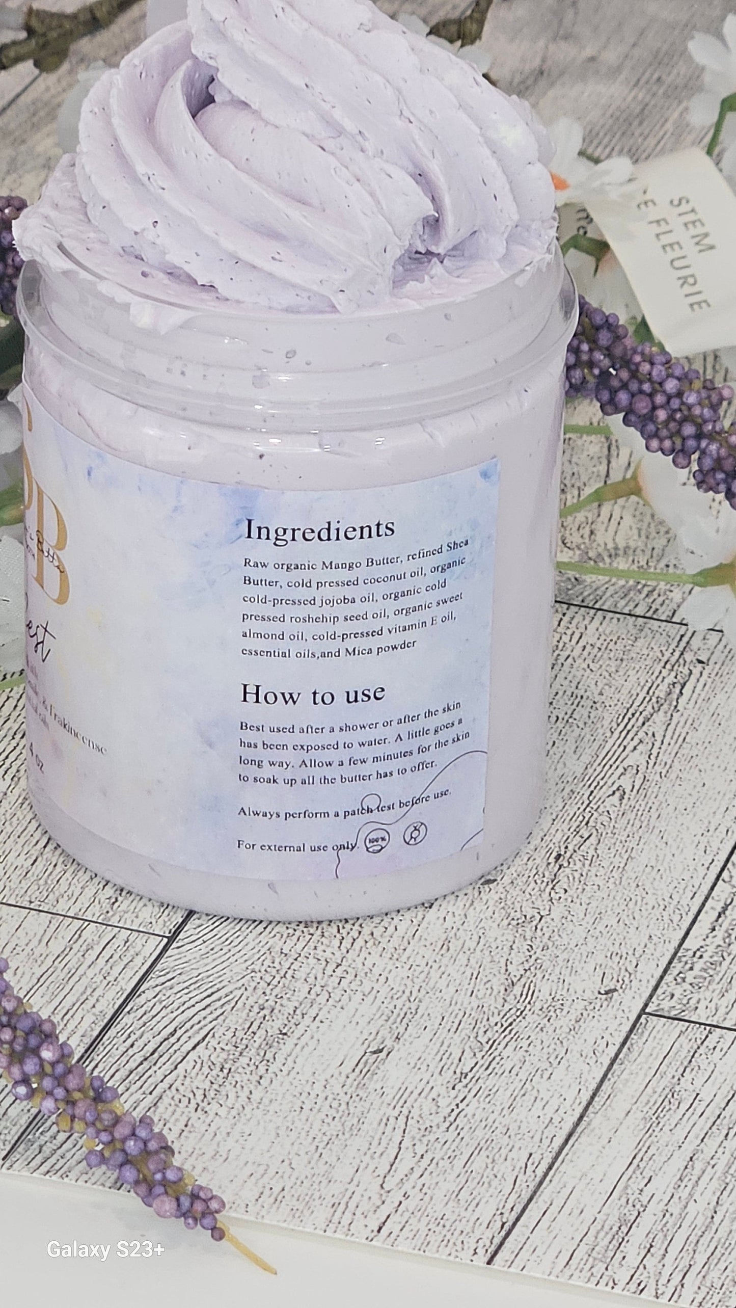 Rest Whipped Shea and Mango Butter with therapeutic grade Lavender, Chamomile, and Clary Sage oils