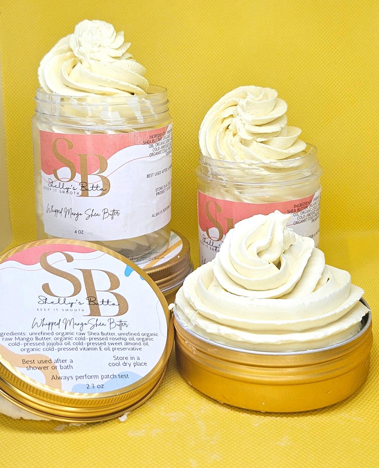 Whipped organic Mango-Shea Body Butter Ultra-Hydrating Natural Skincare for Glowing Skin 4 oz
