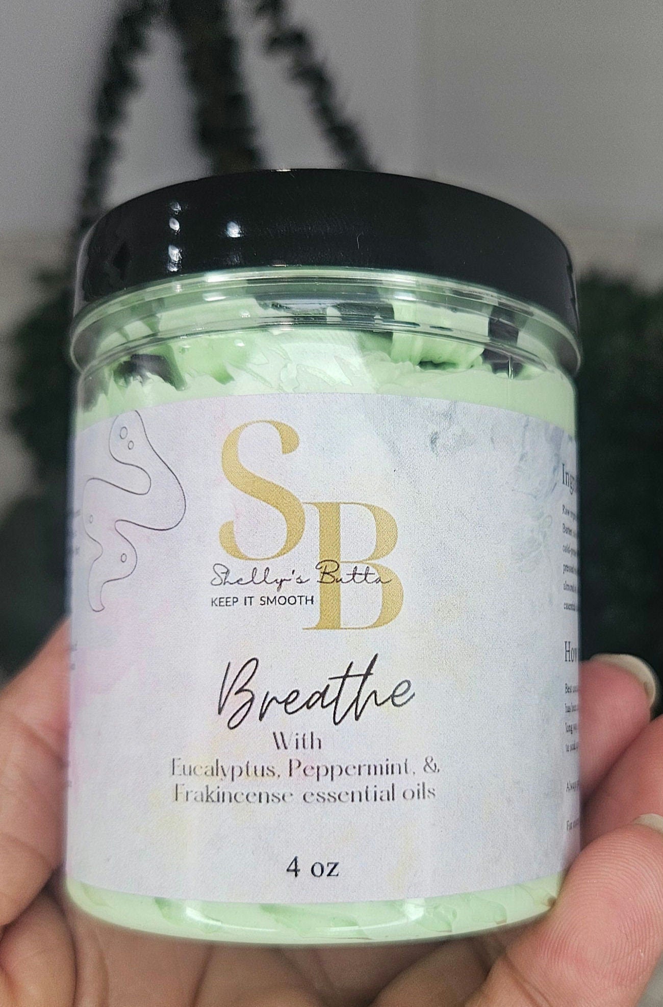 Breathe Whipped Shea and Mango Butter with eucalyptus, peppermint, and Frankincense oils