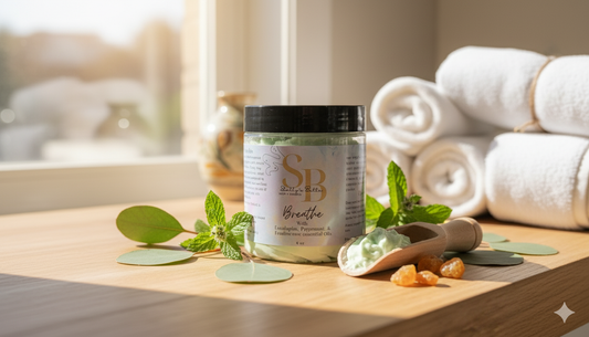 Breathe Whipped Shea and Mango Butter with eucalyptus, peppermint, and Frankincense oils
