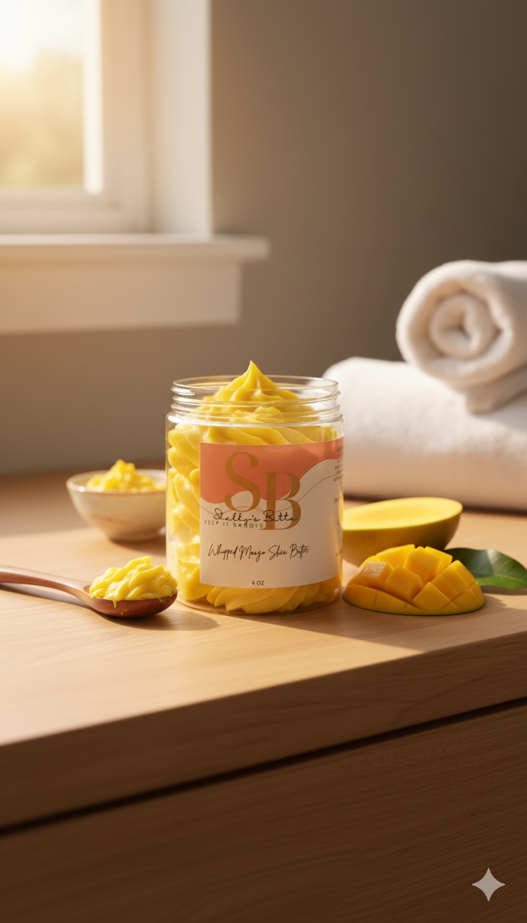 Whipped organic Mango-Shea Body Butter Ultra-Hydrating Natural Skincare for Glowing Skin 2 oz