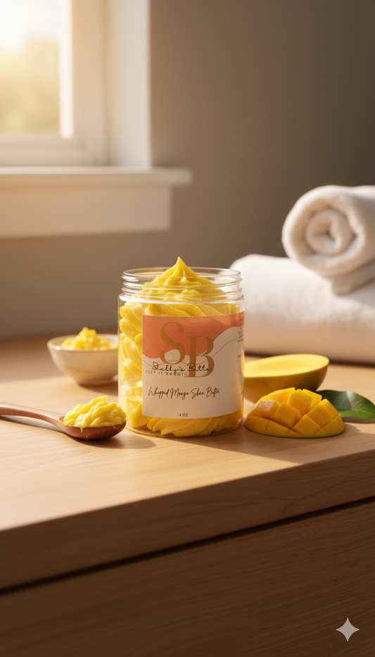Whipped organic Mango-Shea Body Butter Ultra-Hydrating Natural Skincare for Glowing Skin 2 oz
