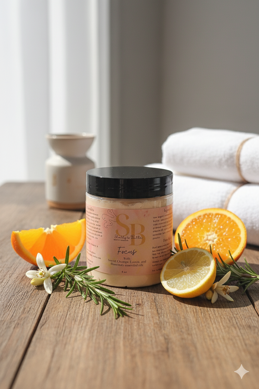 Focus Whipped Shea and Mango Butter with Sweet Orange, Lemon, and Rosemary Oils